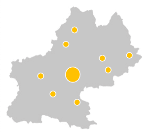 Carte des villes d'intervention VoltWork pour la formation SST autour de Toulouse, en Haute-Garonne